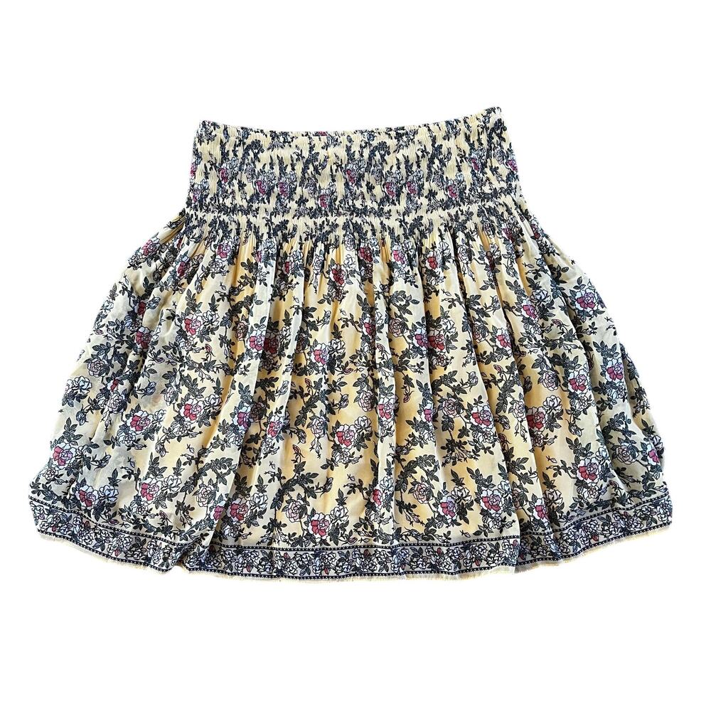 Max Studio Yellow Floral Smocked Mini Skirt NWT | Small - Picture 2 of 4